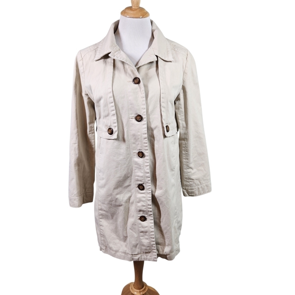 Garnet Hill Organic-Cotton Utility Trench Coat, sz 10